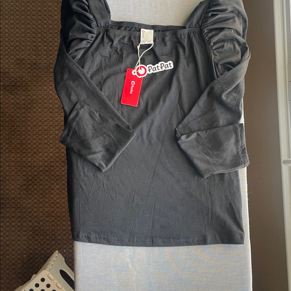 PatPat Black Girls Puffy Long Sleeve Top Size (10-11 Y)